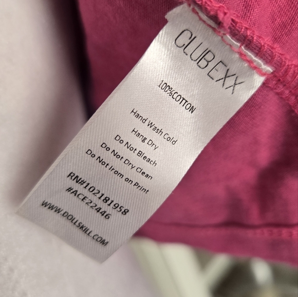 Dolls Kill -Club Exx - Just Jealousy Tie Front Black/Pink Crop Halter Top - Picture 3 of 4